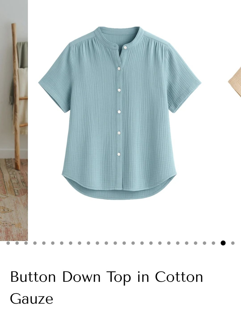 Short-Sleeve Cotton Gauze Button-Down Shirt - Sky Blue